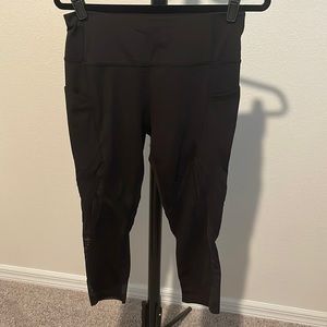 AVIA BLACK CROPPED MESH LEGGINGS